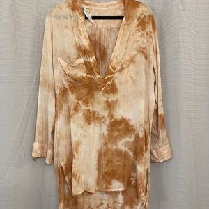 Planet blue orange and white tie die tunic